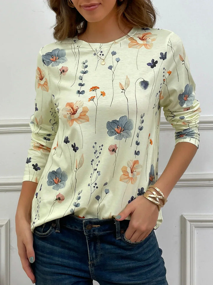 Shirt mit Blumenmuster und Rundhalsausschnitt für Damen