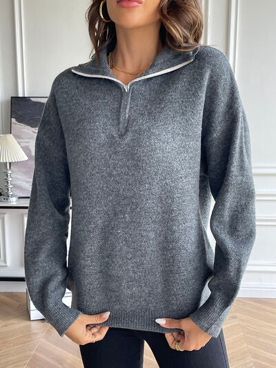 Lässiger Zip-Up Pullover für Damen