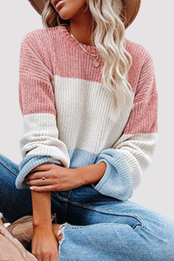 Modischer gestreifter Strickpullover für Damen