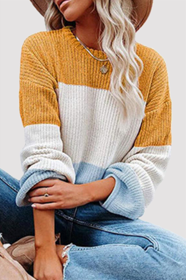 Modischer gestreifter Strickpullover für Damen