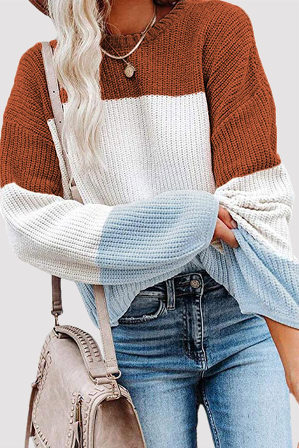 Modischer gestreifter Strickpullover für Damen