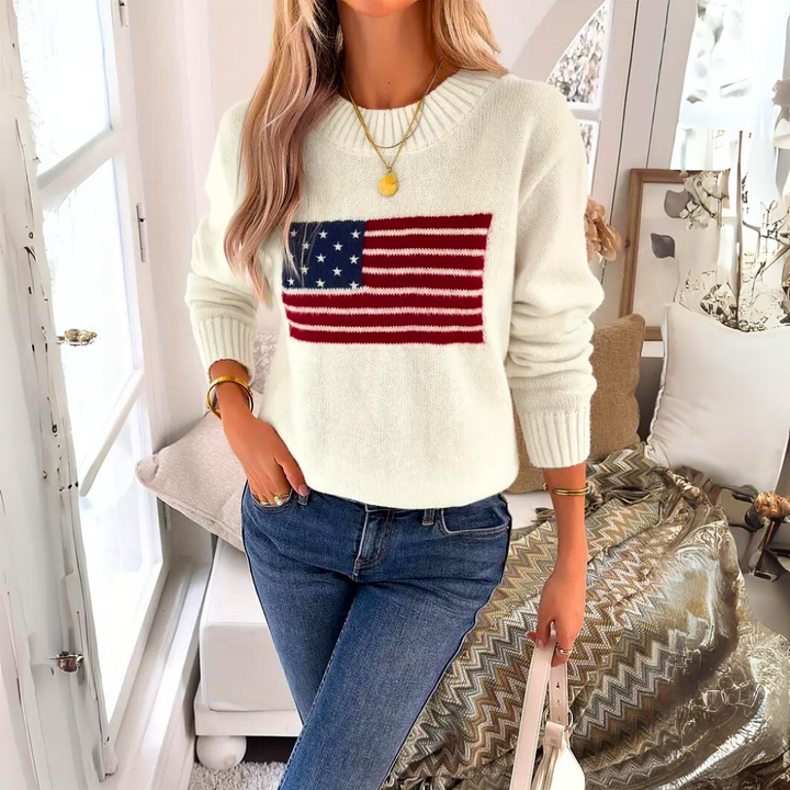 Flaggengemusterter Pullover für Damen