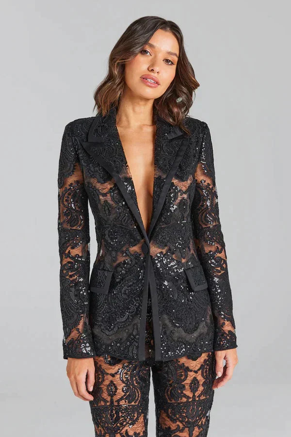 Blazer und hohle Netzhosen für Damen