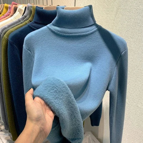 Damen-Rollkragenpullover mit Strickmuster