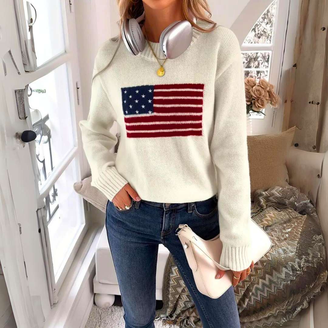 Flaggengemusterter Pullover für Damen