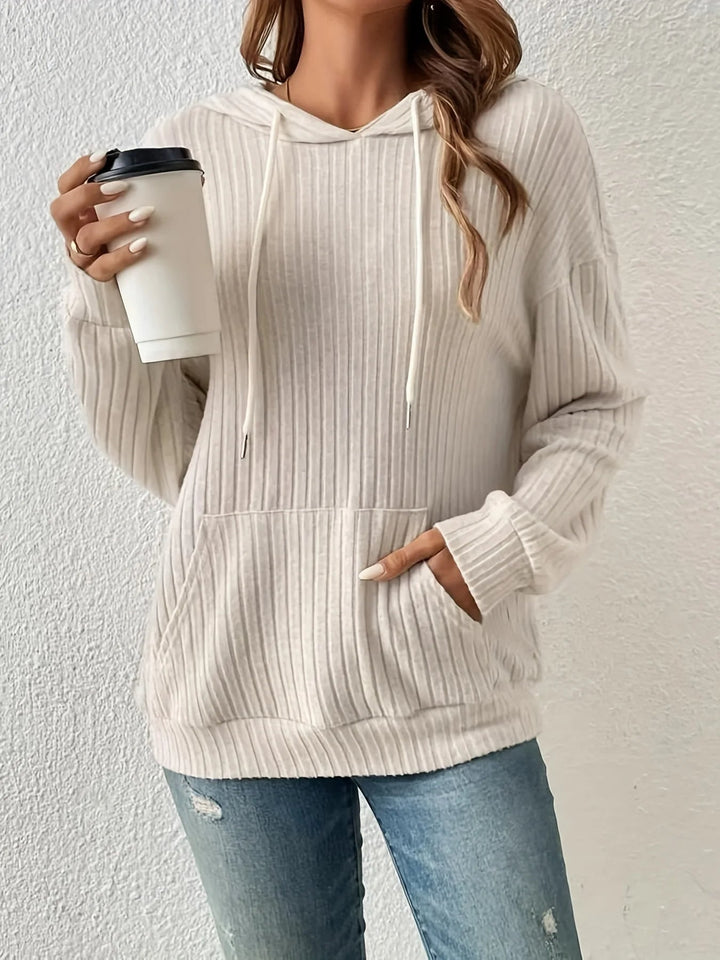 Gerippter Kapuzenpullover mit Kordelzug für Damen