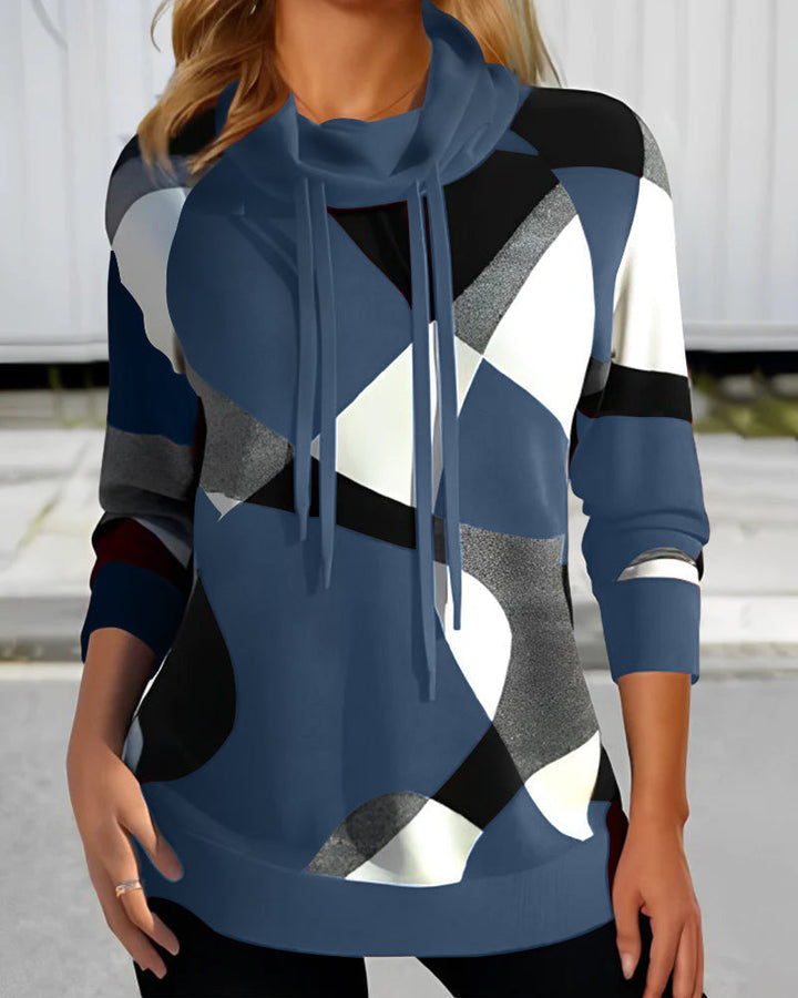 Gemustertes Rollkragen-Sweatshirt für Damen