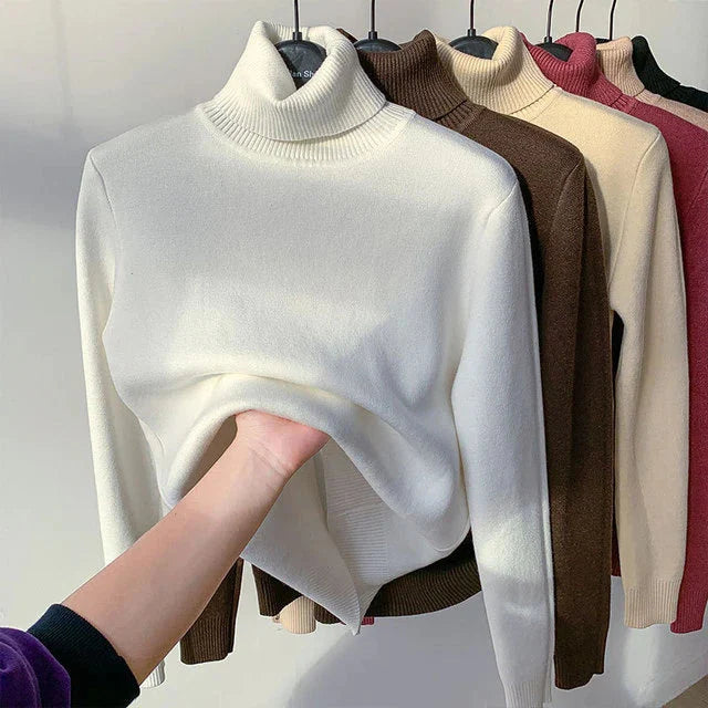 Damen-Rollkragenpullover mit Strickmuster