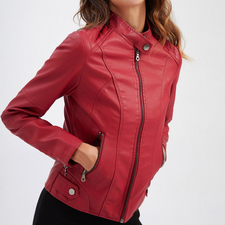 Damen Bikerjacke mit Stehkragen