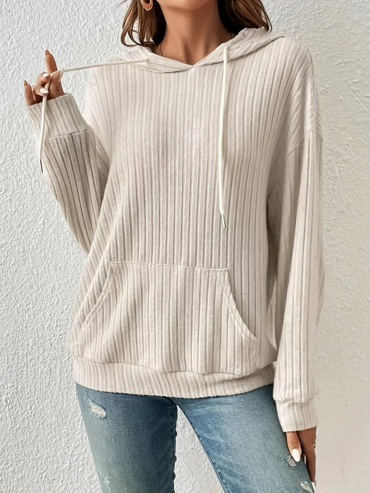 Gerippter Kapuzenpullover mit Kordelzug für Damen