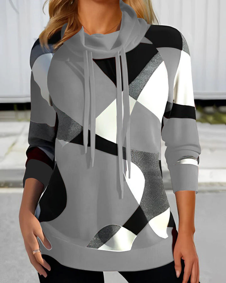 Gemustertes Rollkragen-Sweatshirt für Damen