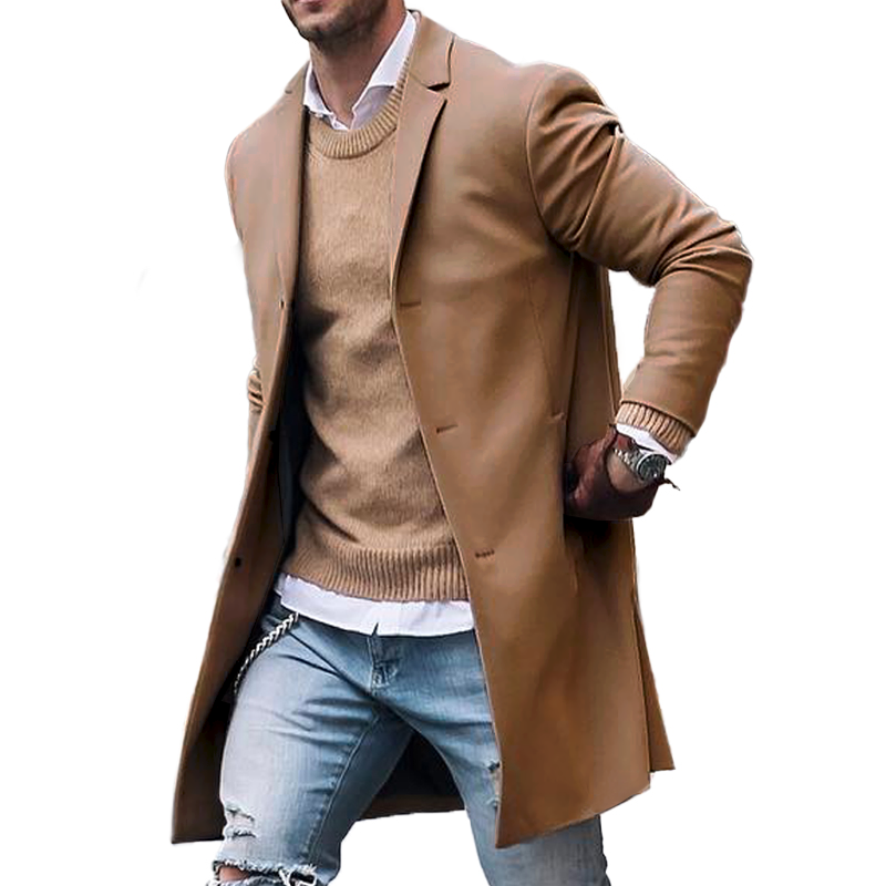 Herren Trenchcoat im Einreiher-Stil mit Reverskragen