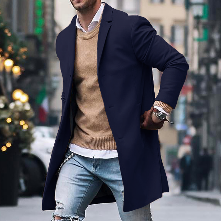 Herren Trenchcoat im Einreiher-Stil mit Reverskragen