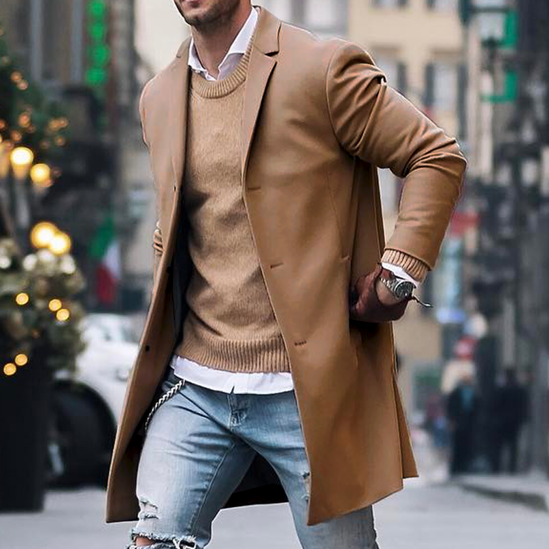 Herren Trenchcoat im Einreiher-Stil mit Reverskragen