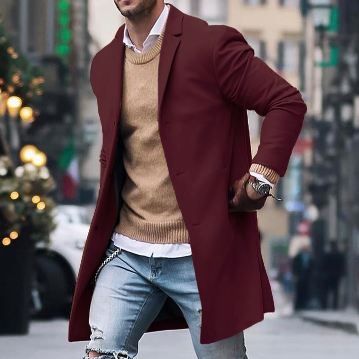 Herren Trenchcoat im Einreiher-Stil mit Reverskragen