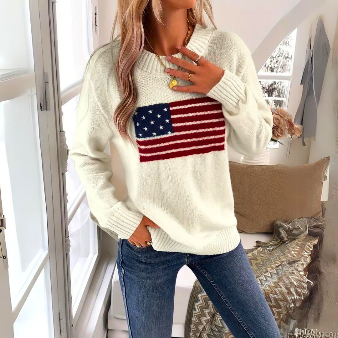 Flaggengemusterter Pullover für Damen