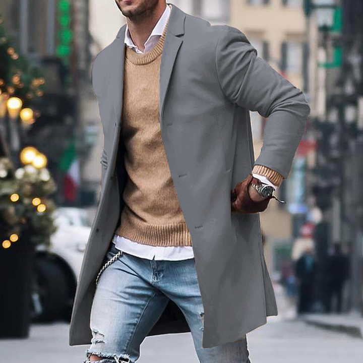 Herren Trenchcoat im Einreiher-Stil mit Reverskragen