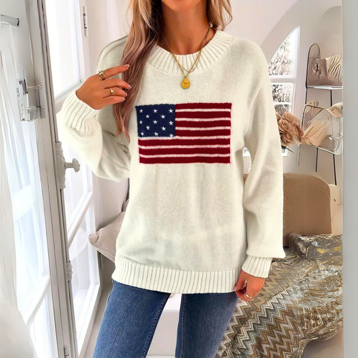 Flaggengemusterter Pullover für Damen