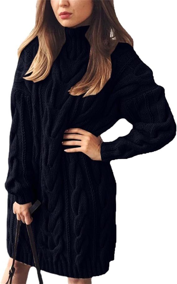 Lockeres Strickkleid mit Rollkragen für Damen