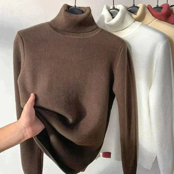 Damen-Rollkragenpullover mit Strickmuster