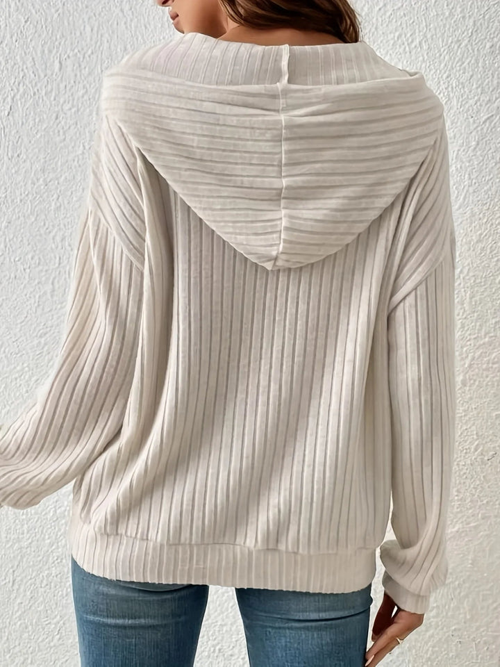 Gerippter Kapuzenpullover mit Kordelzug für Damen