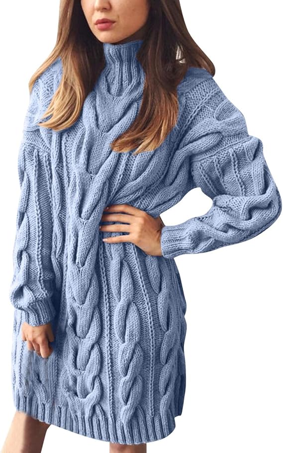 Lockeres Strickkleid mit Rollkragen für Damen