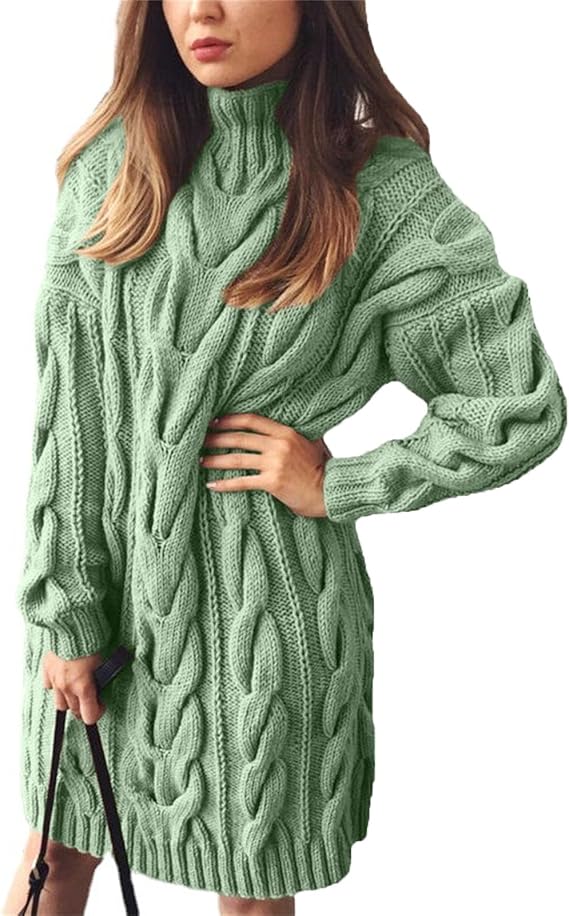 Lockeres Strickkleid mit Rollkragen für Damen