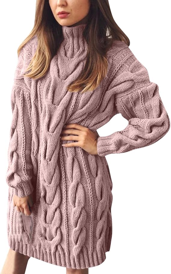 Lockeres Strickkleid mit Rollkragen für Damen