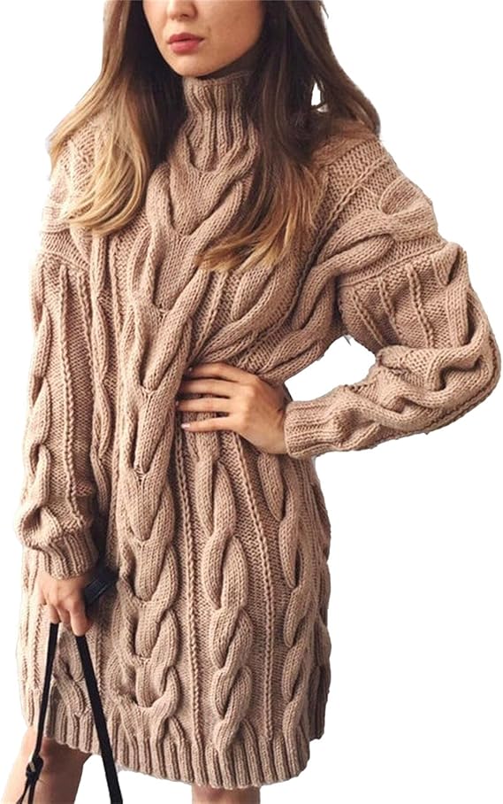 Lockeres Strickkleid mit Rollkragen für Damen