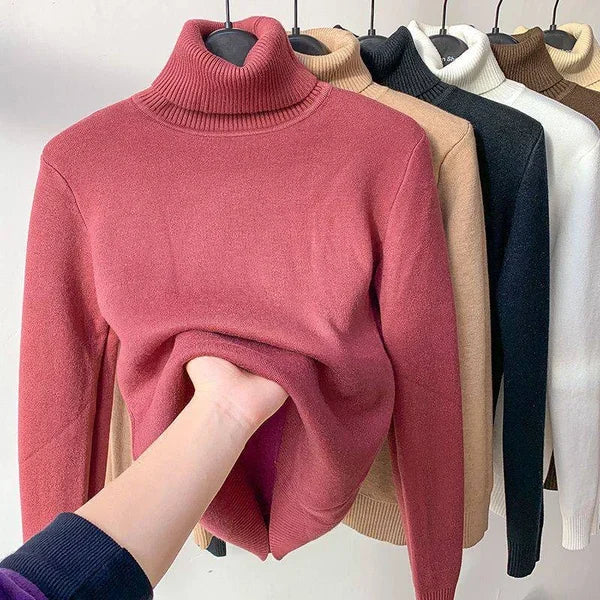 Damen-Rollkragenpullover mit Strickmuster