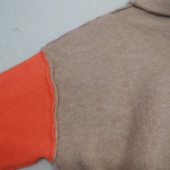 Color-Block Rollkragenpullover für Damen