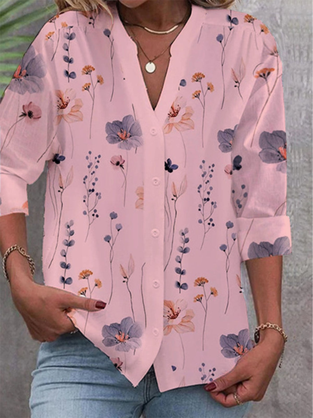 Blumenmuster-Shirt für Damen