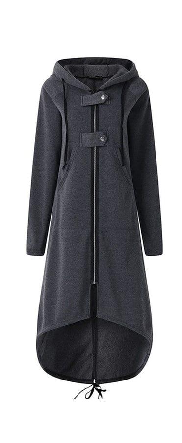 Lange Jacke mit Reißverschluss und Knöpfen für Damen