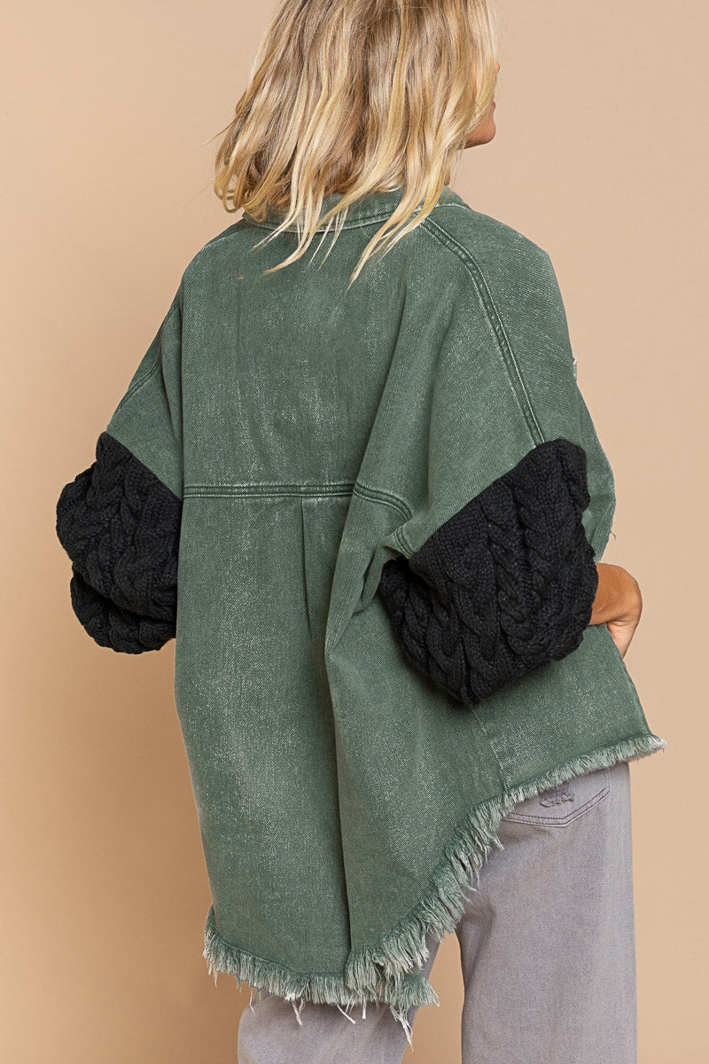 Damen-Jeansjacke mit Strickärmeln