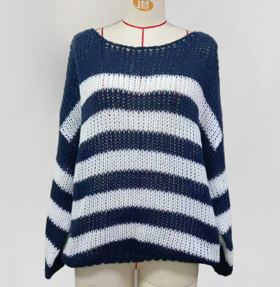 Gestreifter Damen-Strickpullover