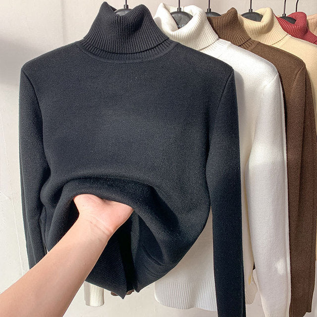 Damen-Rollkragenpullover mit Strickmuster