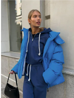 Oversize-Pufferjacke mit Kapuze für Damen