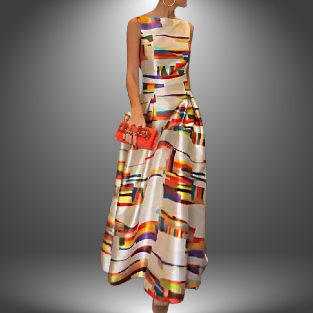 Amelia | Bold Geometric Print Maxi Dress - Lisa New York