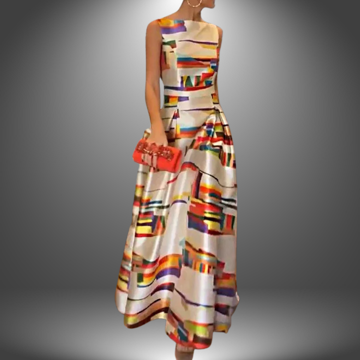 Amelia | Bold Geometric Print Maxi Dress - Lisa New York