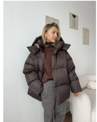 Oversize-Pufferjacke mit Kapuze für Damen