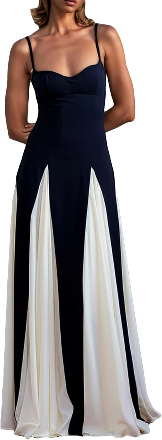 Elegantes Damen Maxikleid mit Kontrast