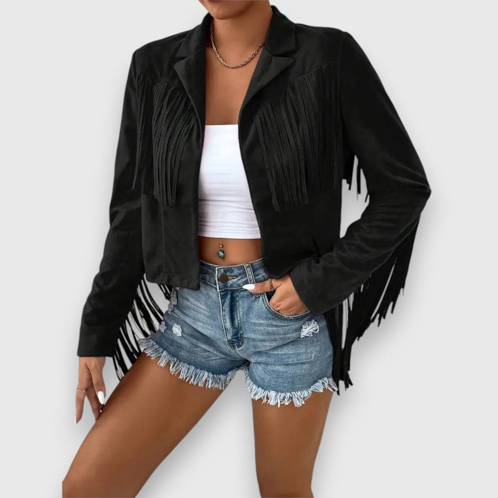 Elegante Damen Quastenbesatz Jacke