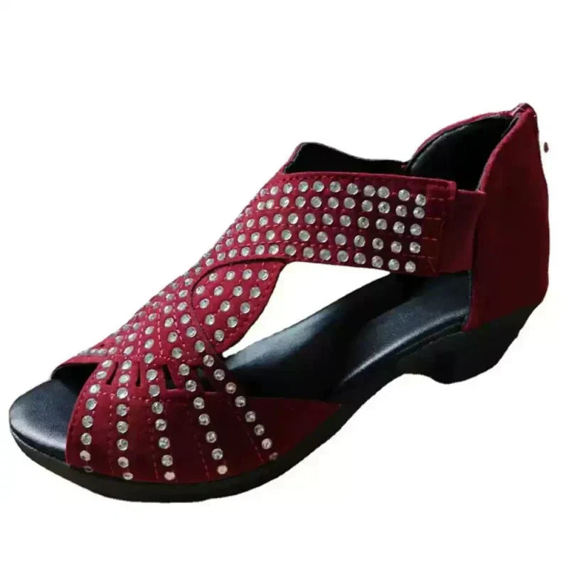 Retro Damen Sandaletten mit Blockabsatz