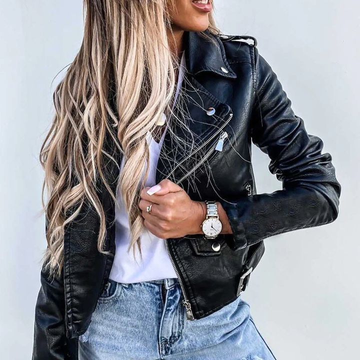 Lässige Bikerjacke mit Revers für Damen