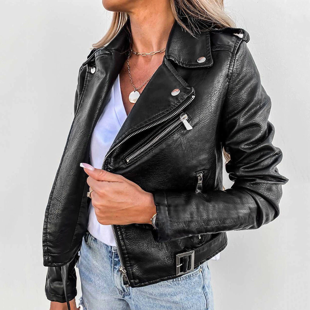 Lässige Bikerjacke mit Revers für Damen