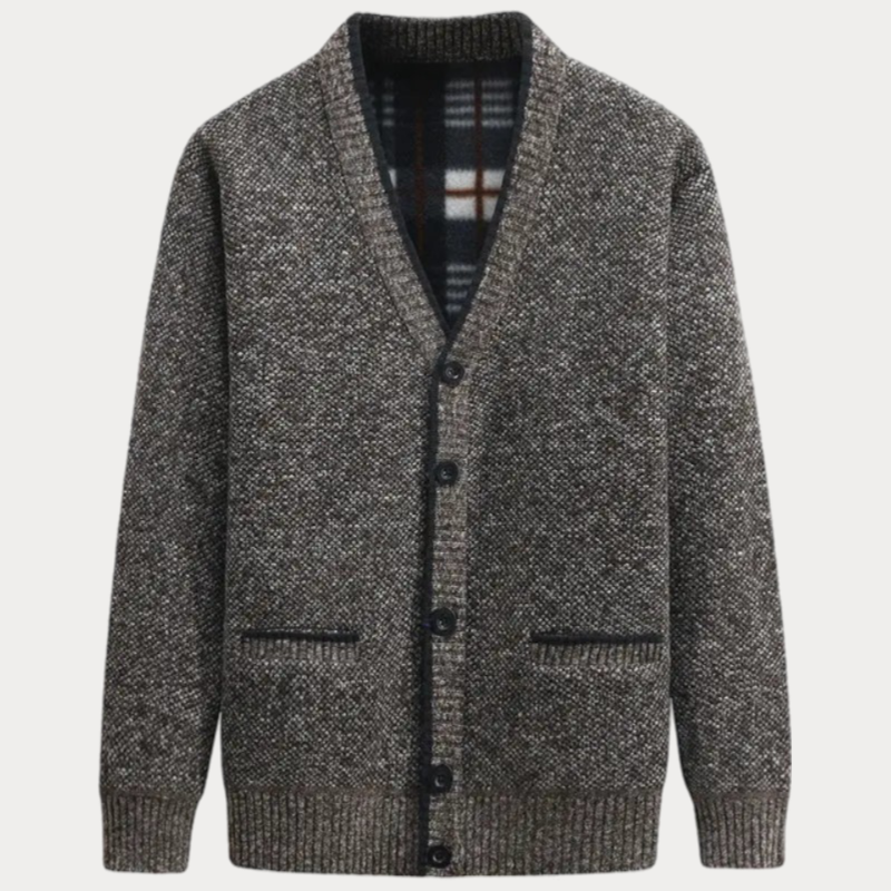 Herren-Strickjacke mit V-Ausschnitt und Fronttaschen