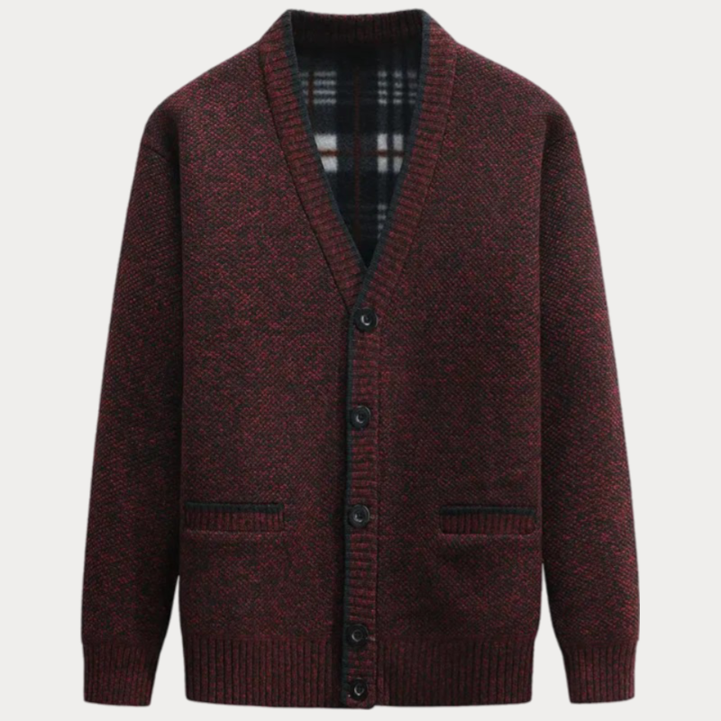 Herren-Strickjacke mit V-Ausschnitt und Fronttaschen