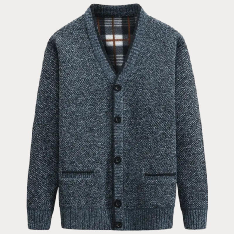 Herren-Strickjacke mit V-Ausschnitt und Fronttaschen