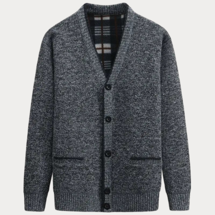 Herren-Strickjacke mit V-Ausschnitt und Fronttaschen