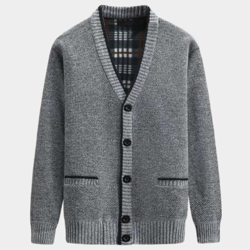 Herren-Strickjacke mit V-Ausschnitt und Fronttaschen